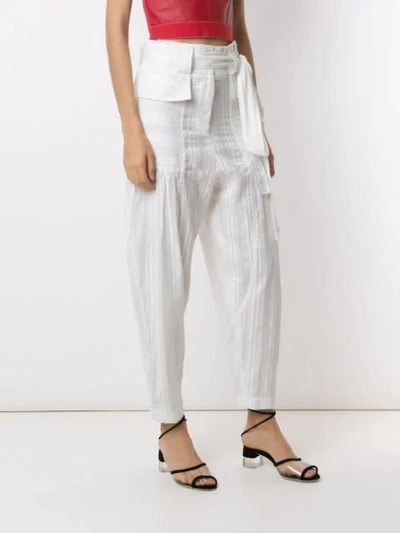 Shop Andrea Bogosian Panelled Straight Trousers In White