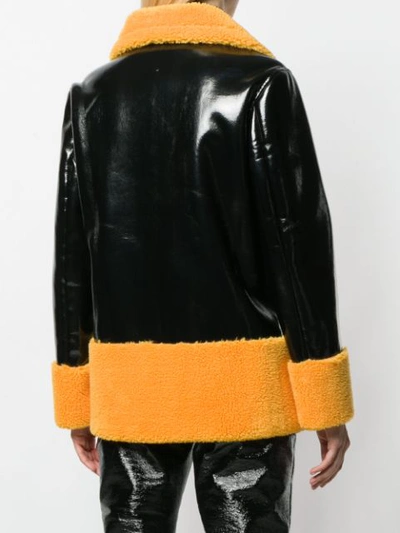 Shop Stand Studio Double Breasted Shearling Jacket In Black