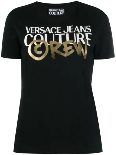 Shop Versace Jeans Couture Logo Printed T-shirt In Black