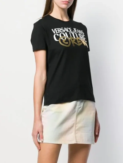 Shop Versace Jeans Couture Logo Printed T-shirt In Black