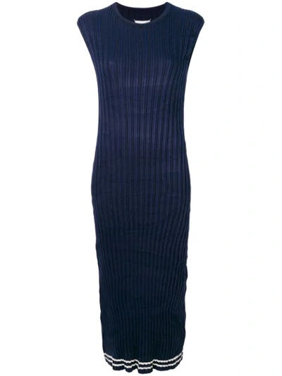 Shop Maison Margiela Sleeveless Fitted Midi Dress - Blue