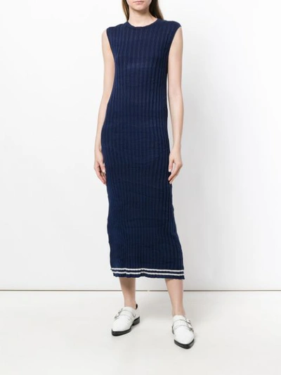 Shop Maison Margiela Sleeveless Fitted Midi Dress - Blue