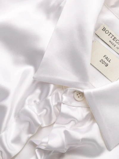 Shop Bottega Veneta Ruffled-neckline Long-line Shirt In White
