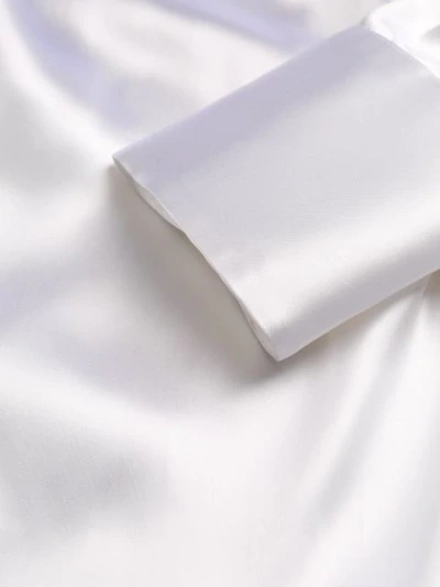 Shop Bottega Veneta Ruffled-neckline Long-line Shirt In White