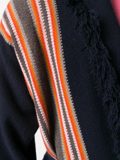 Shop Alanui Striped Knit Cardigan In Blue