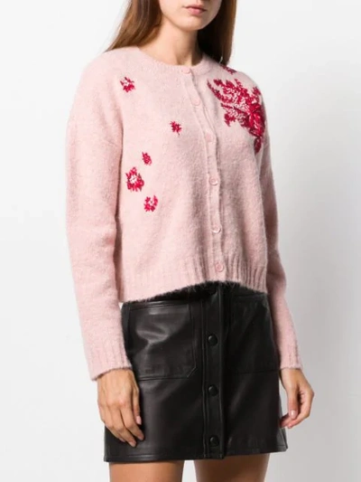 Shop Red Valentino ‘' Floral Embroidered Cardigan In Pink