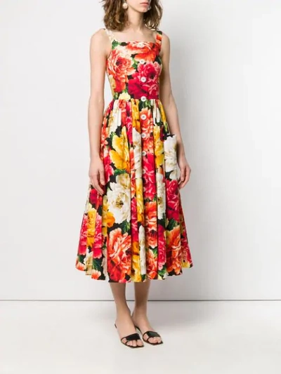 Shop Dolce & Gabbana Sleeveless Floral Print Dress In Black