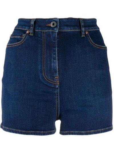 Shop Valentino High Waisted Denim Shorts In 558 Blue