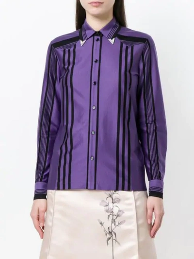 Shop Bottega Veneta Dark Lilac Nero Cotton Shirt In Purple