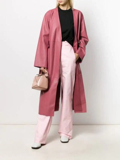 Shop Loewe Belted Oversized Coat In Pink