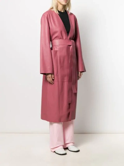 Shop Loewe Belted Oversized Coat In Pink