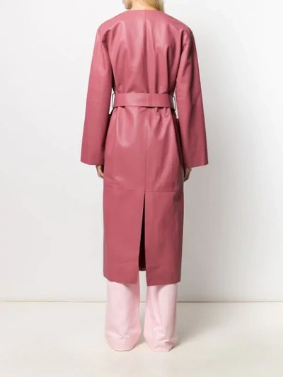 Shop Loewe Belted Oversized Coat In Pink