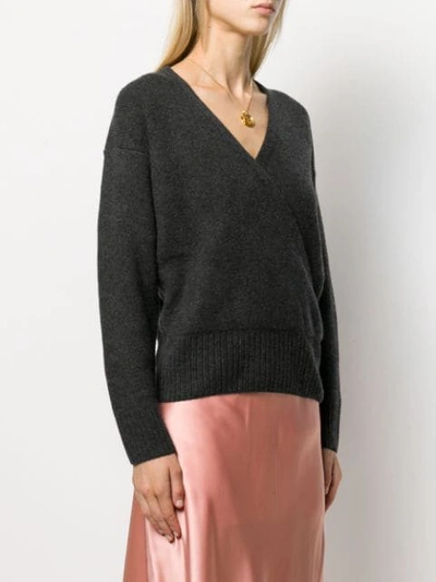 Shop Le Kasha London Cross-over Jumper In Charcoal