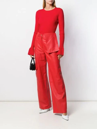 Shop Jacquemus Wide-leg Trousers In Red