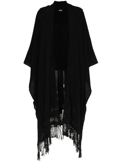 Shop Caravana Pawahtun Fringed Coat In Black