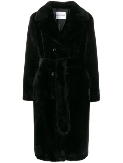 Shop Stand Studio Belted Trench Coat In Black