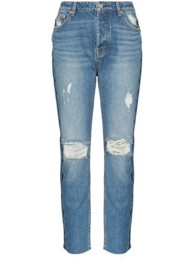 Shop P.e Nation 1993 Distressed Straight-leg Jeans In Blue