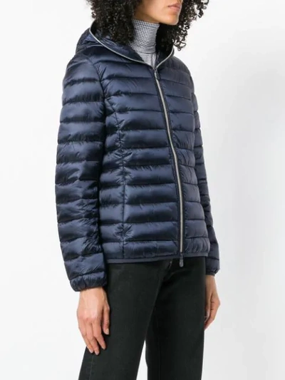Shop Save The Duck Hooded Puffer Jacket - Blue