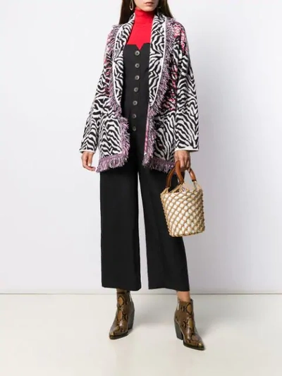 Shop Alanui Zebra Pattern Cardi In White