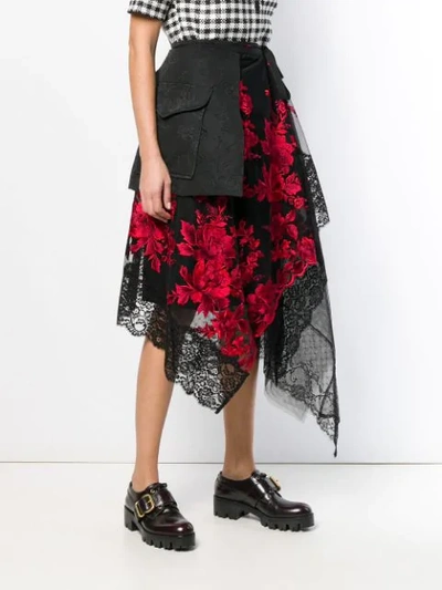 ANTONIO MARRAS ASYMMETRIC LAYERED SKIRT - 黑色