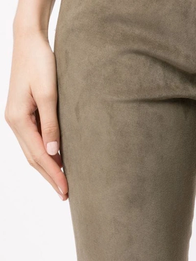 Shop The Row Suede Cropped Trousers In Green