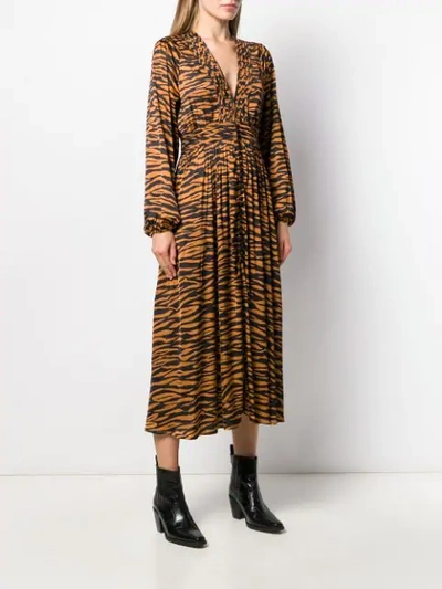 Shop Andamane Zebra Print Midi Dress In Brown