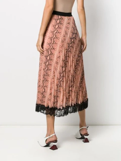 Shop Twinset Snake Print Pleated Skirt In Pink