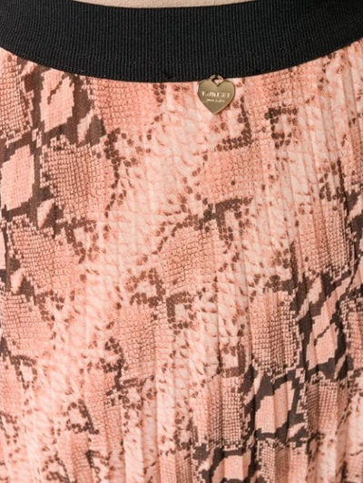 Shop Twinset Snake Print Pleated Skirt In Pink