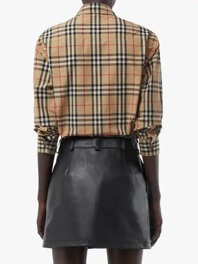 Shop Burberry Button-down Collar Vintage Check Cotton Shirt In Brown