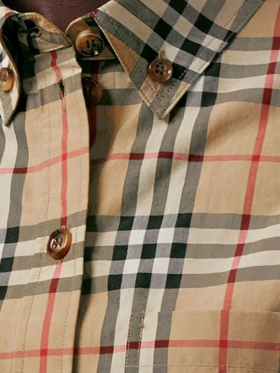 Shop Burberry Button-down Collar Vintage Check Cotton Shirt In Brown