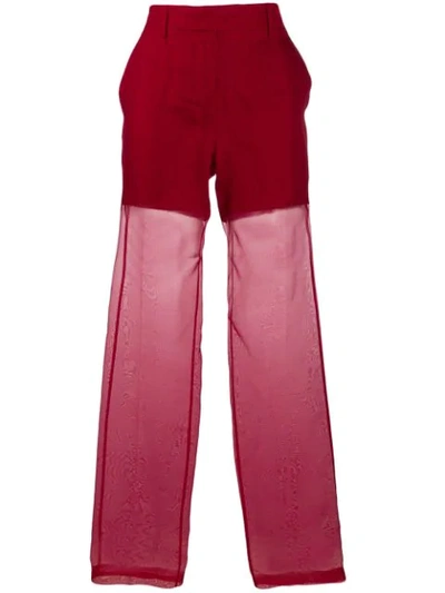 Shop Helmut Lang Organza Straight-leg Trousers In Red
