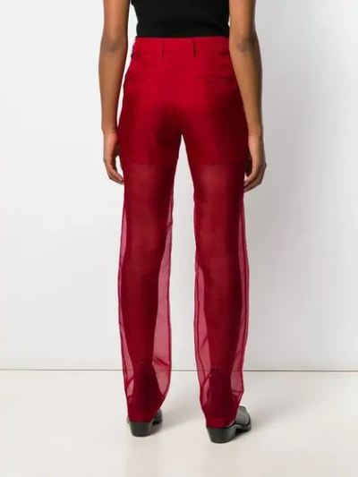 Shop Helmut Lang Organza Straight-leg Trousers In Red