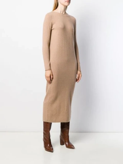 Shop Allude Long Sleeved Knitted Dress In Neutrals