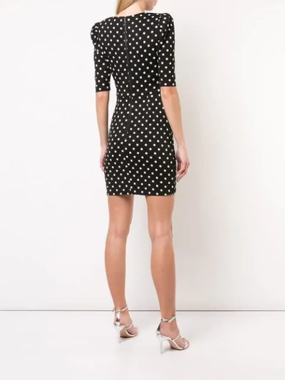 Shop Alice And Olivia Polka Dot Ruched Short Dress In Black