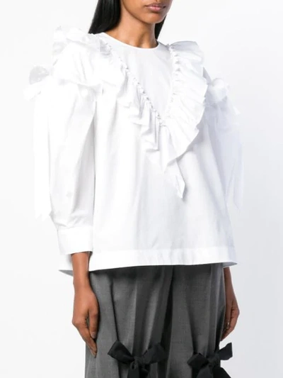 Shop Simone Rocha Ruffle Bow Top In White