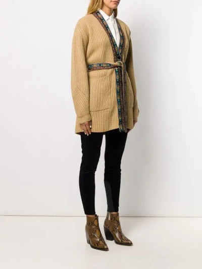 Shop Etro Embroidered Trim Cardigan In Neutrals