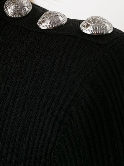 Shop Balmain Buttoned Knit Mini-dress In Black