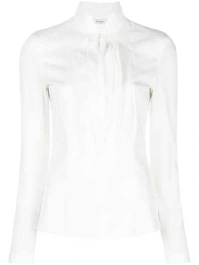 Shop Akris Punto Pleated Bib Shirt In White