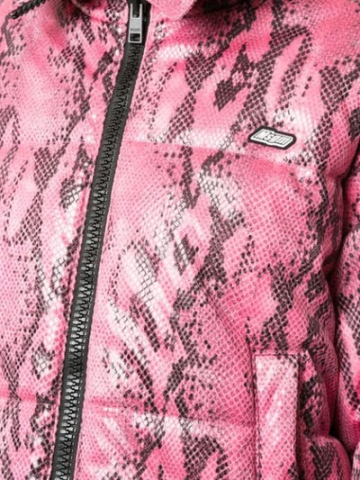Shop Msgm Snakeskin Effect Puffer Jacket In Pink