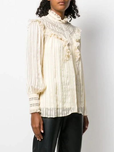 Shop Zimmermann Espionage Lace Blouse In Neutrals