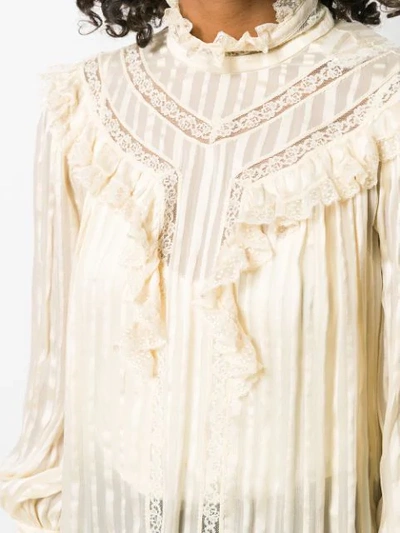 Shop Zimmermann Espionage Lace Blouse In Neutrals