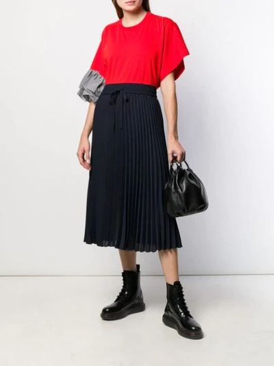 Shop Red Valentino Pleated Mid-length Skirt In Blue