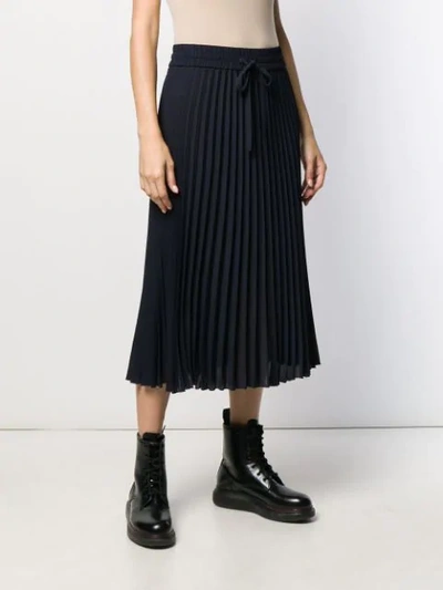 Shop Red Valentino Pleated Mid-length Skirt In Blue