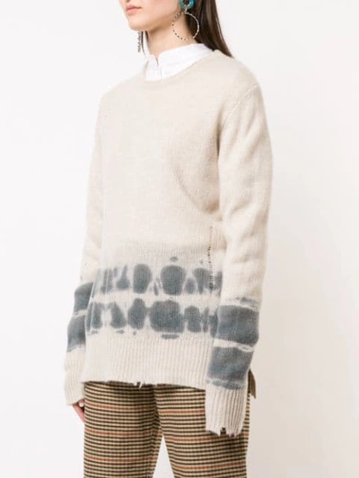 Shop Raquel Allegra Cashmere Distressed Knitted Sweater In Neutrals