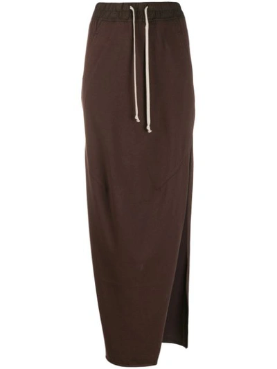 Shop Rick Owens Drkshdw Drawstring Waist Jersey Skirt In Brown