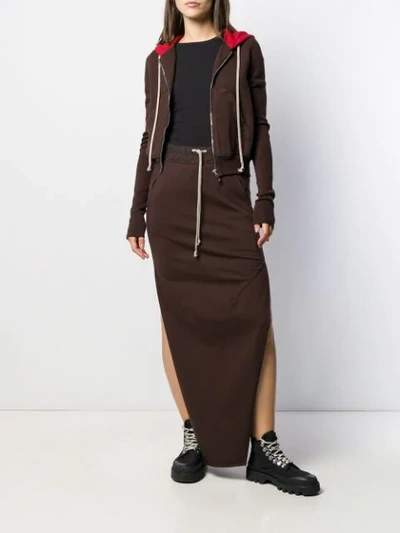 Shop Rick Owens Drkshdw Drawstring Waist Jersey Skirt In Brown