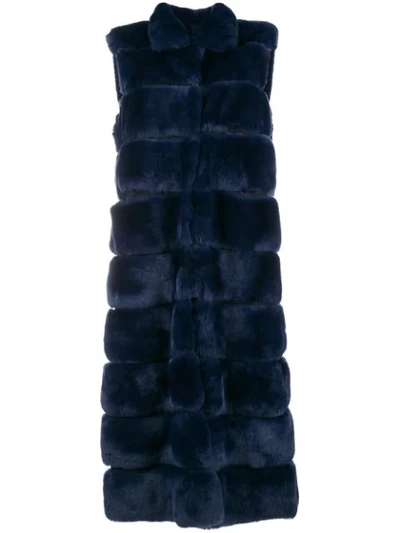Shop Liska Sleeveless Midi Coat - Blue