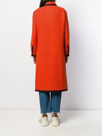 Shop Gucci Double-breasted Tweed Coat In Orange