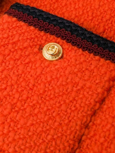 Shop Gucci Double-breasted Tweed Coat In Orange