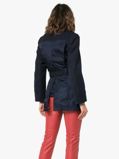 Shop Chloé Four Pocket Belted Virgin Wool Blend Utility Jacket In Blue